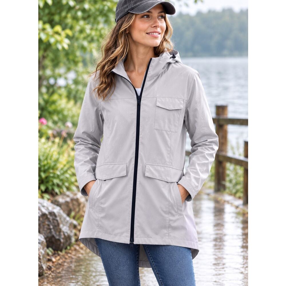 Pendleton Hooded Rain Jacket Plaid Lined Coat Tan Beige Water Resistant Small